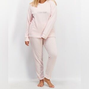 Calvin Klein Pyjamas 2 Pc Set Matching Top & Jogger Bottoms Pink Size Small